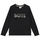 Boys Black Logo Sweatshirt, 1, hi-res