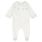 Baby Boys Blue & Ivory Flower Babygrows ( 2-Pack ), 1, hi-res