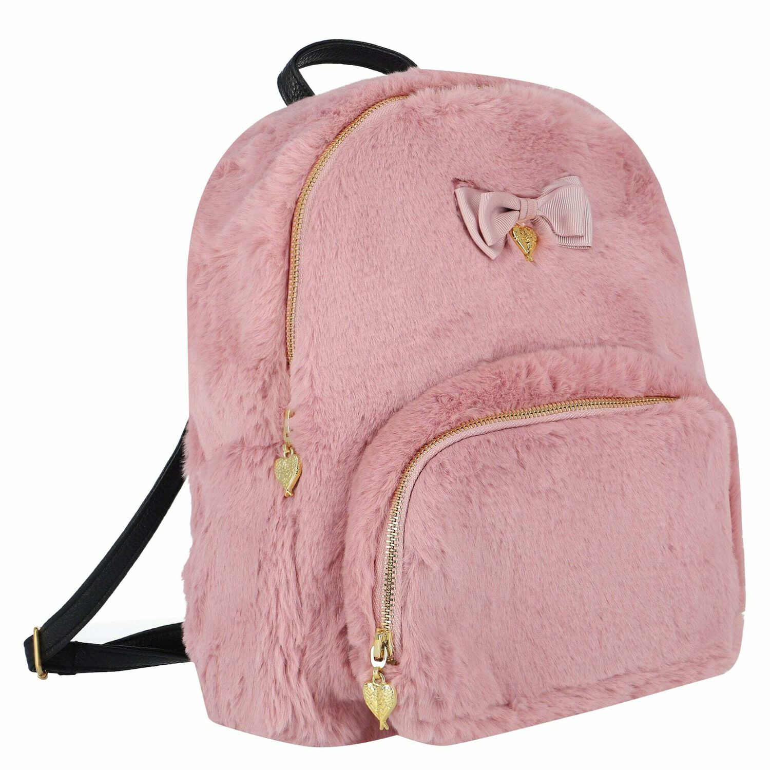 Girls Pink Faux Fur Backpack, 1, hi-res