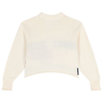 Girls Ivory Logo Knitted Sweater