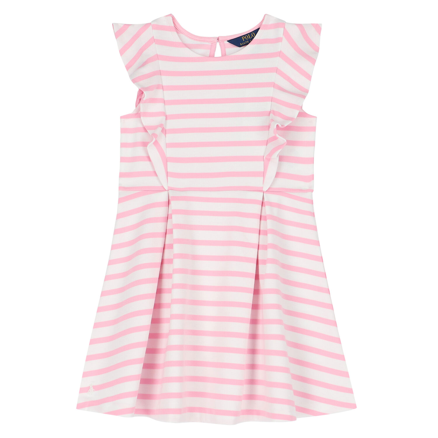 Girls Pink & White Striped Dress, 1, hi-res