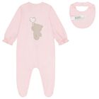 Baby Girls Pink Teddy Bear Babygrow Set, 2, hi-res