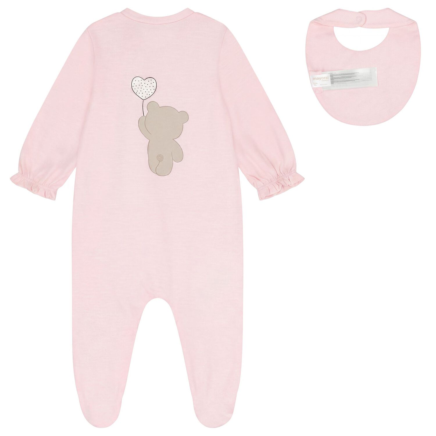 Baby Girls Pink Teddy Bear Babygrow Set, 2, hi-res