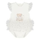 Baby Girls White Teddy Bear Bodysuit Dress Set, 1, hi-res
