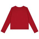 Girls Red Logo Long Sleeve Top, 1, hi-res