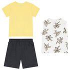 طقم شورت اولاد باللون الرمادى والابيض والاصفر, 1, hi-res