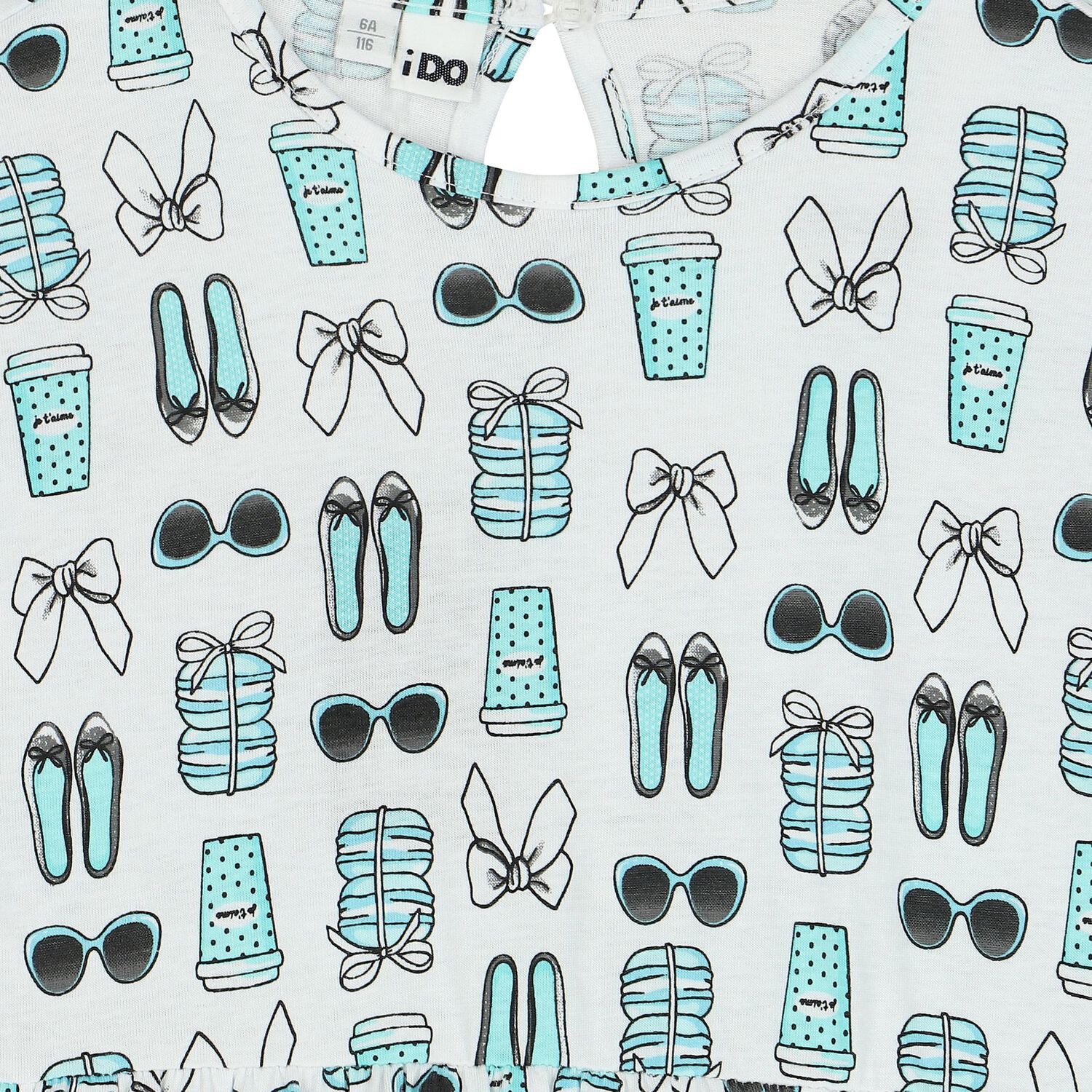 Girls White & Aqua Sleeveless Dress, 1, hi-res image number null