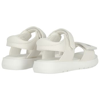Girls White Logo Sandals