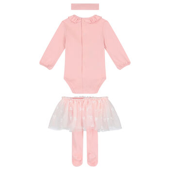 Baby Girls Pink 3 Piece Bodysuit & Tutu Set