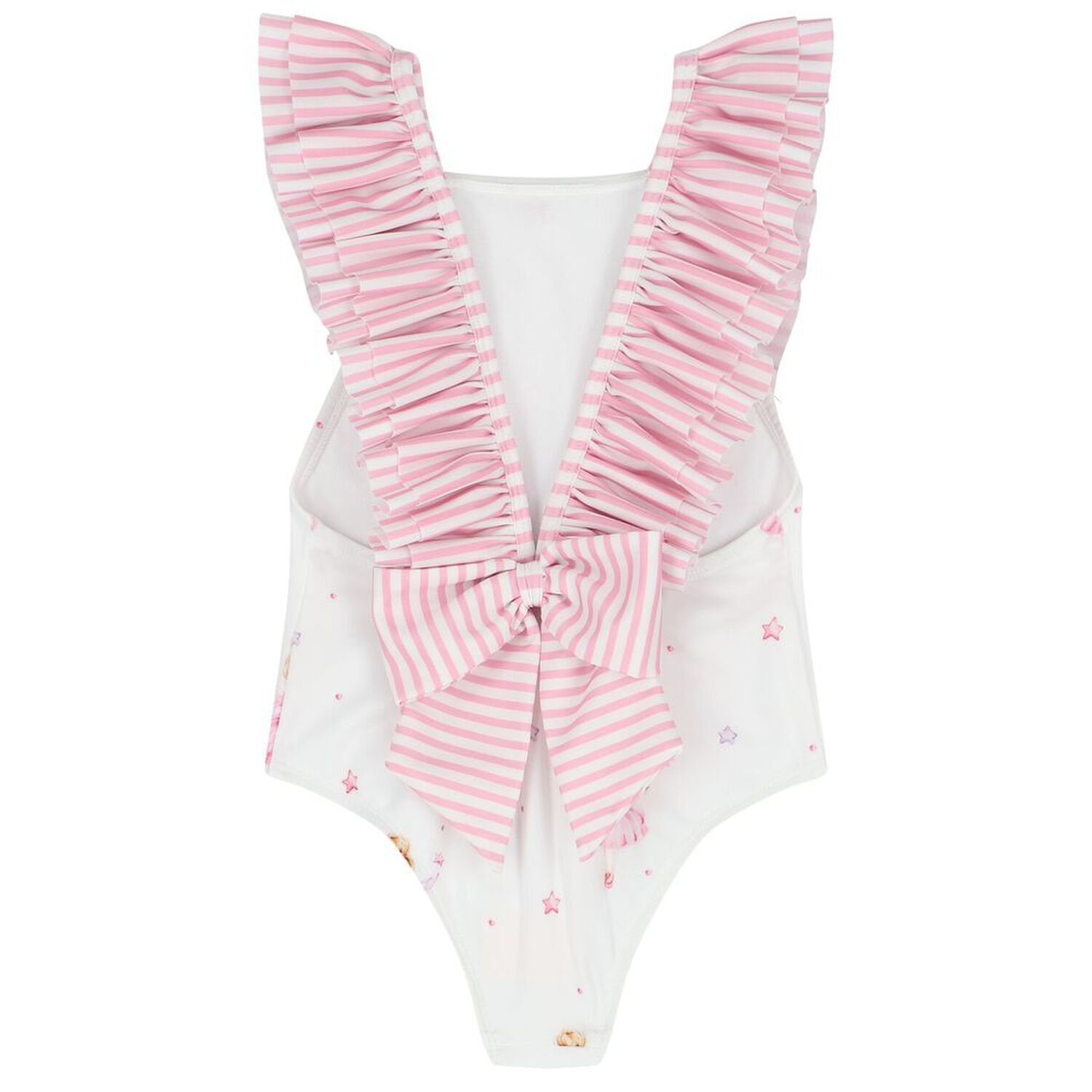 Girls White & Pink Ballerinas Swimsuit, 1, hi-res image number null