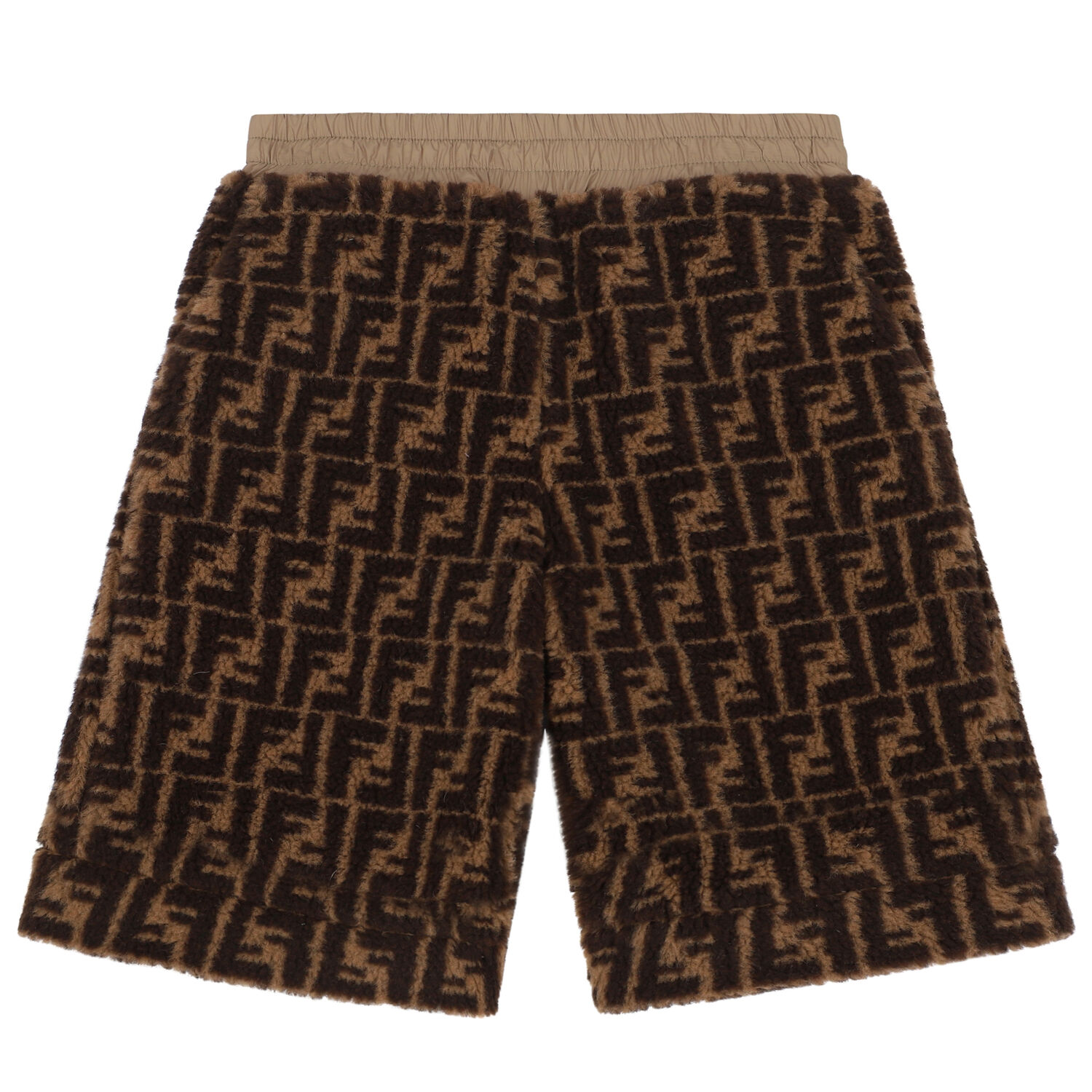 Boys Beige FF Logo Shorts, 1, hi-res image number null