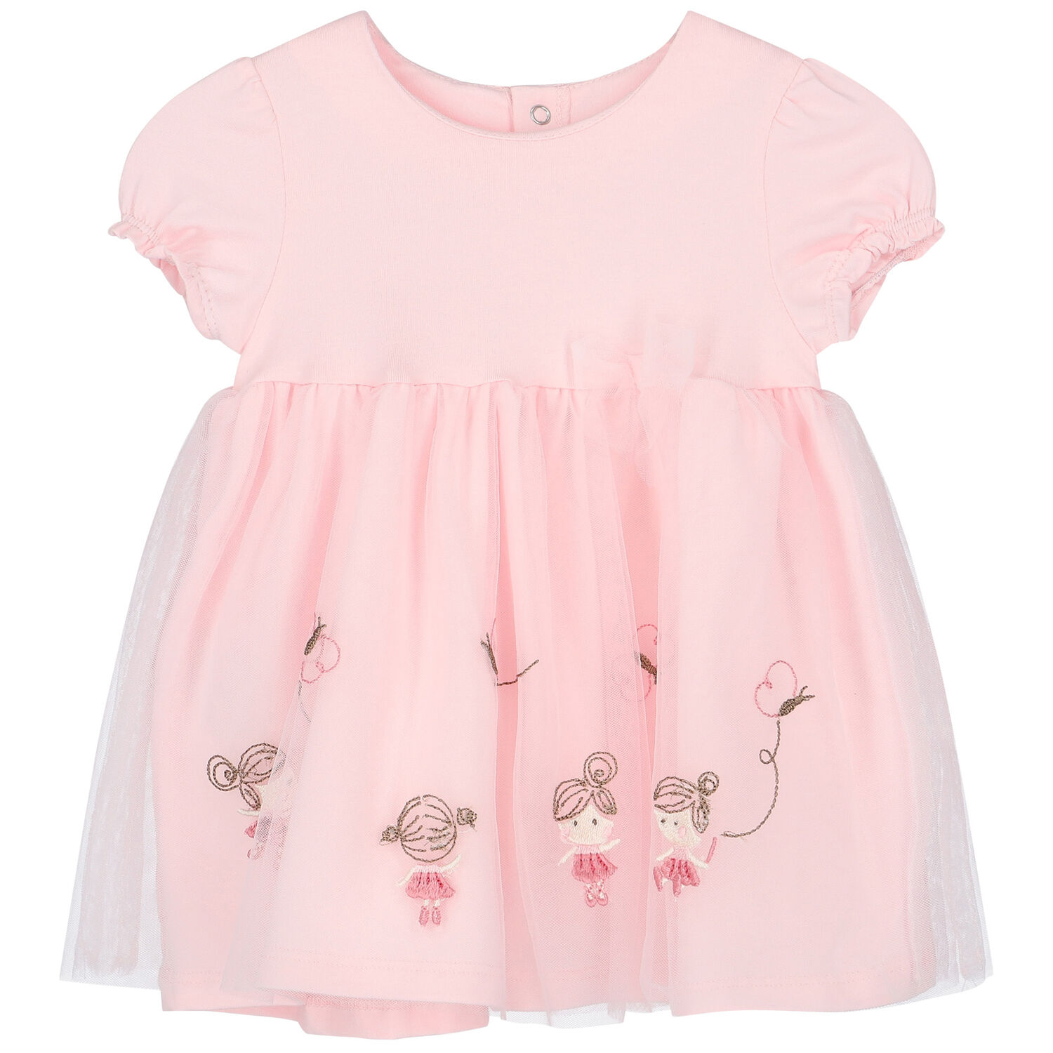 Baby Girls Pink Tulle Dress, 1, hi-res