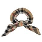 Girls Beige Check Bow Scrunchie, 1, hi-res