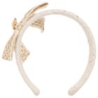 Girls Ivory & Gold Tweed Headband, 1, hi-res