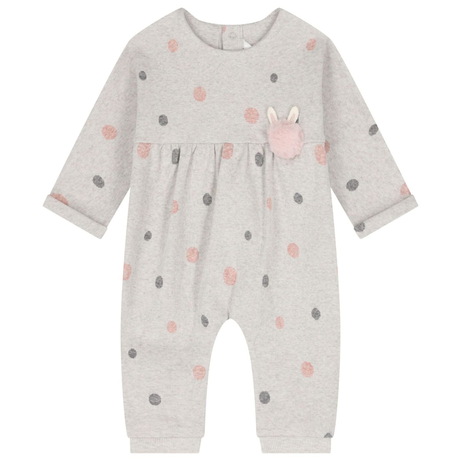 Baby Girls Grey & Pink Romper Set, 1, hi-res