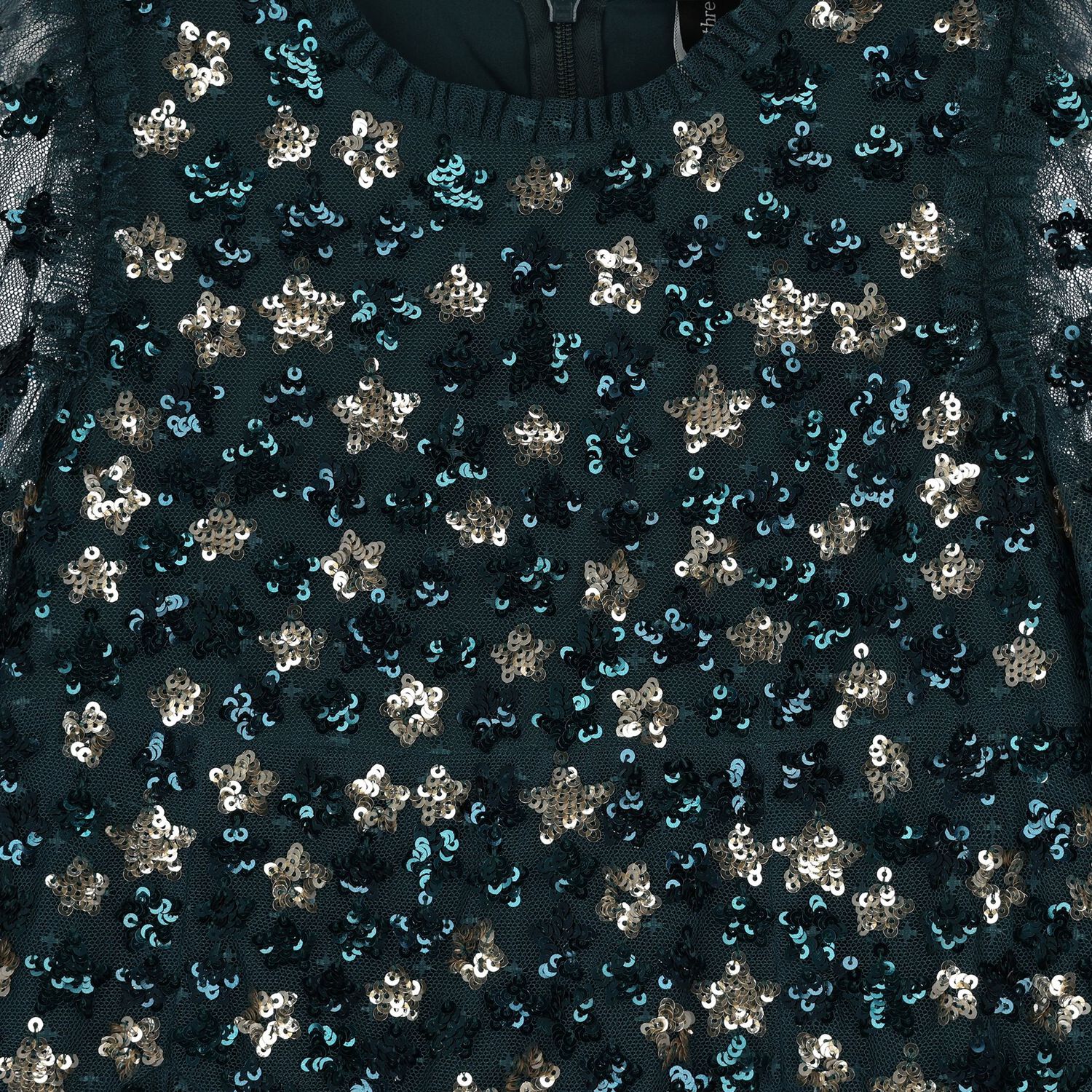 فستان تول باللون الاخضر مزين بالترتر للبنات, 1, hi-res