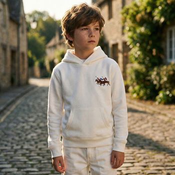 Boys White Logo Hooded Top