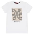 تيشيرت أولاد بالشعار باللون الأبيض, 1, hi-res