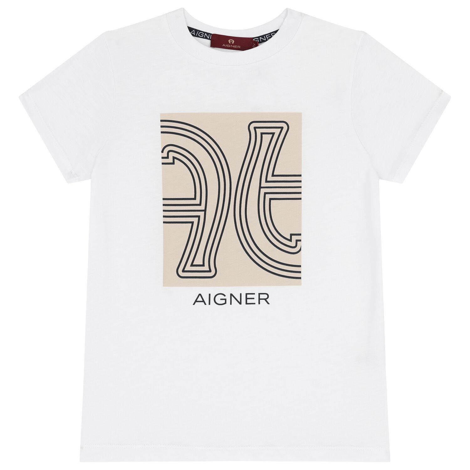 تيشيرت أولاد بالشعار باللون الأبيض, 1, hi-res