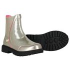 Girls Gold Faux Leather Ankle Boots, 1, hi-res