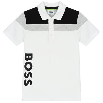 Boys White Logo Polo Shirt