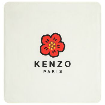 بطانية أطفال مزينة بزهرة بوكي باللونين العاجي والبيج