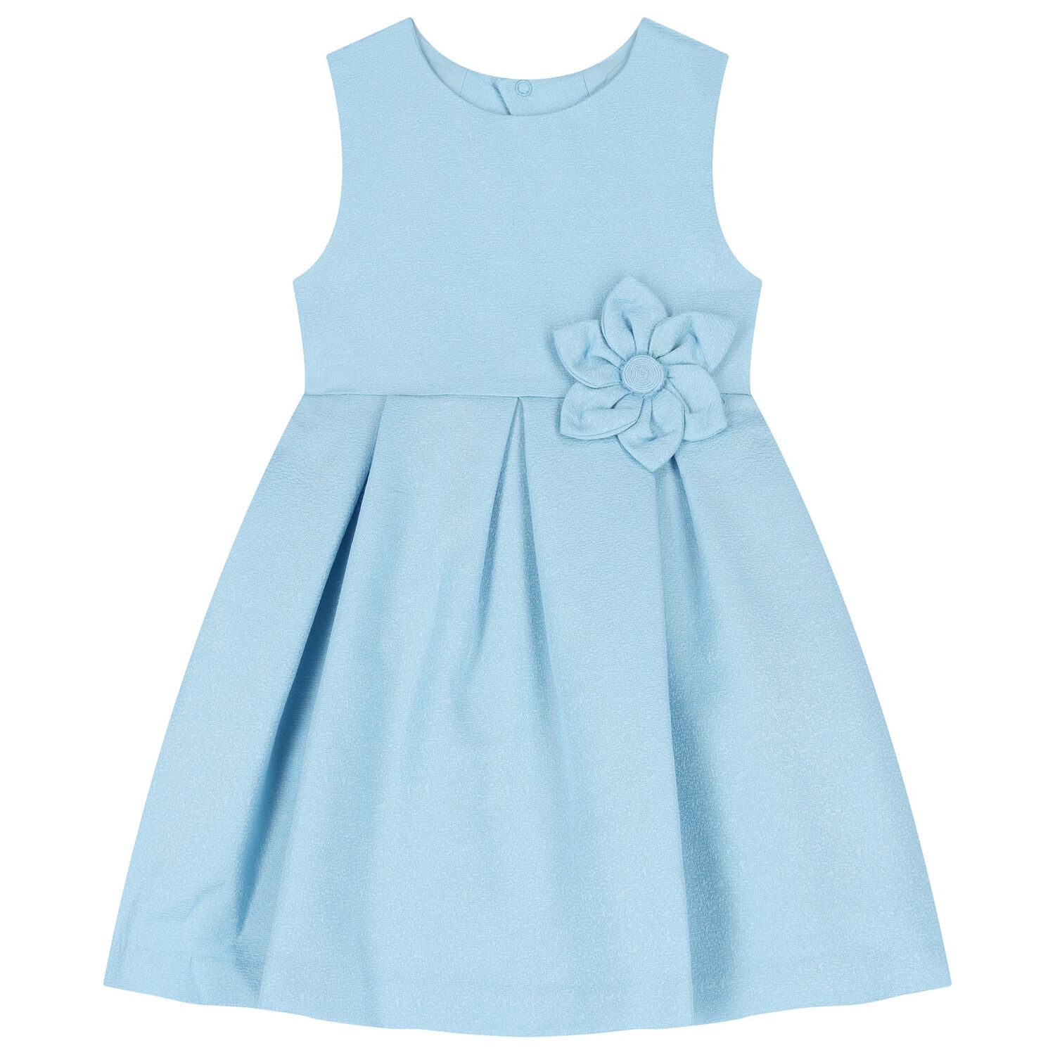 فستان ساتان أزرق مزين بالزهور للبنات, 3, hi-res