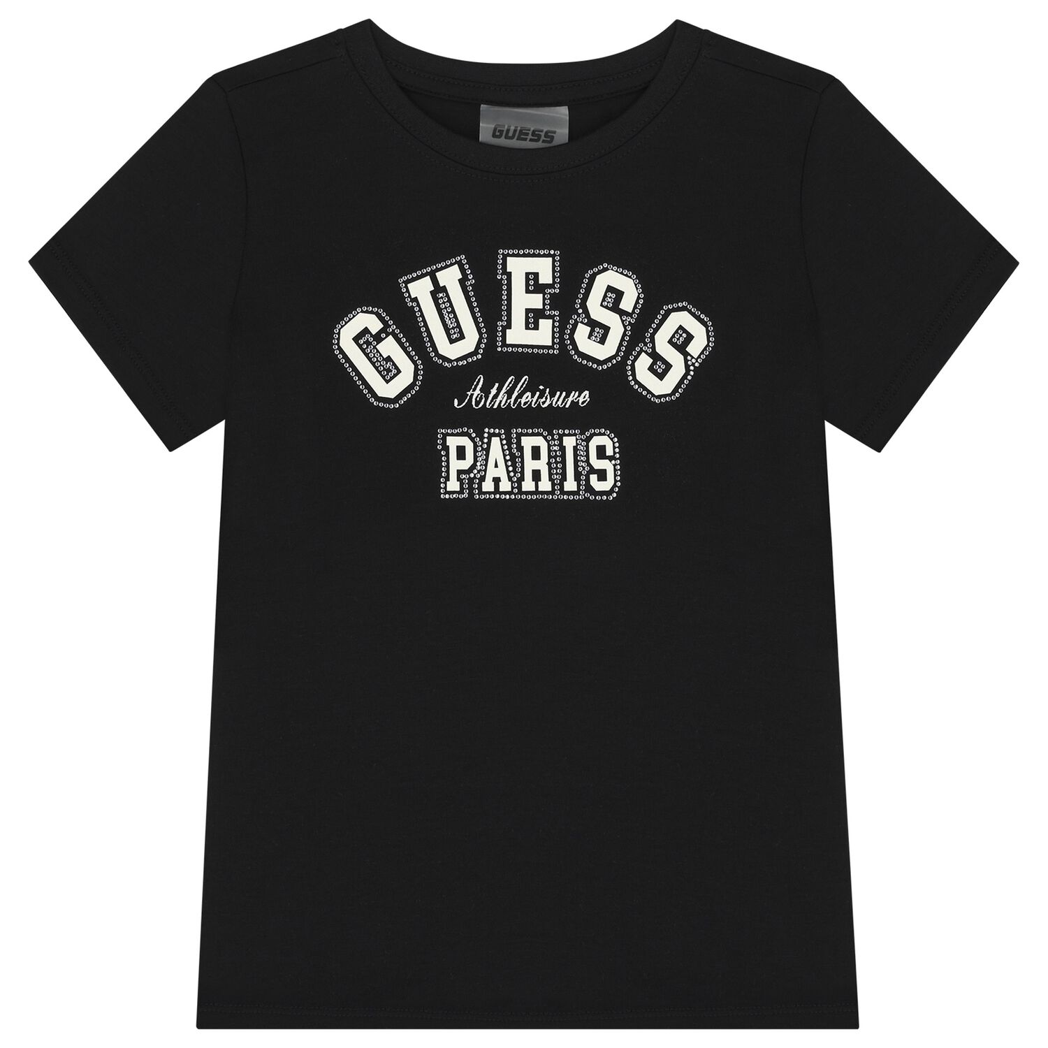 تيشيرت بنات بالشعار مزين باحجار لامعه باللون الاسود , 1, hi-res