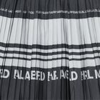 فستان بنات بطيات بالشعار باللون الاسود والفضى , 1, hi-res