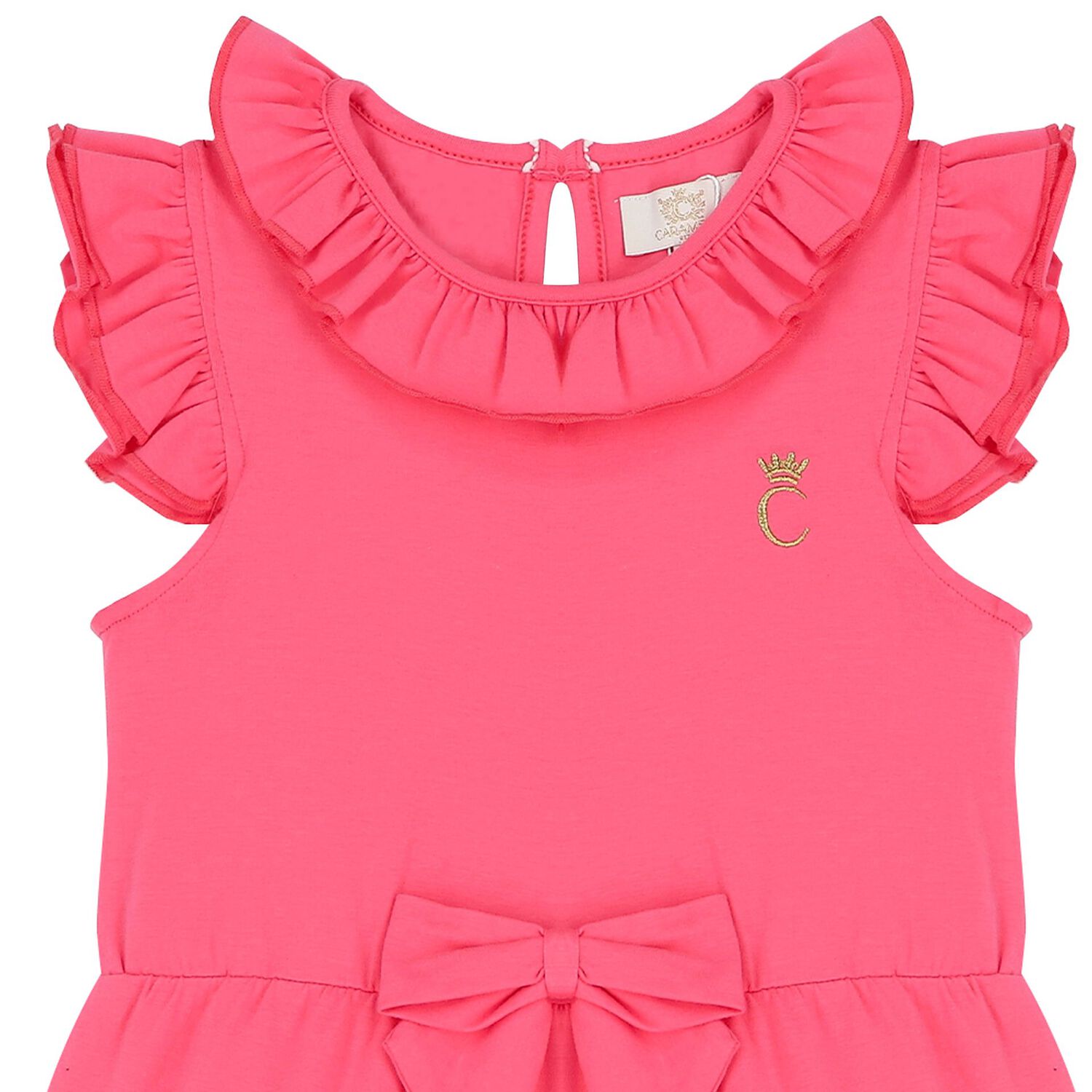 Girls Pink Tiered Frill Dress, 3, hi-res