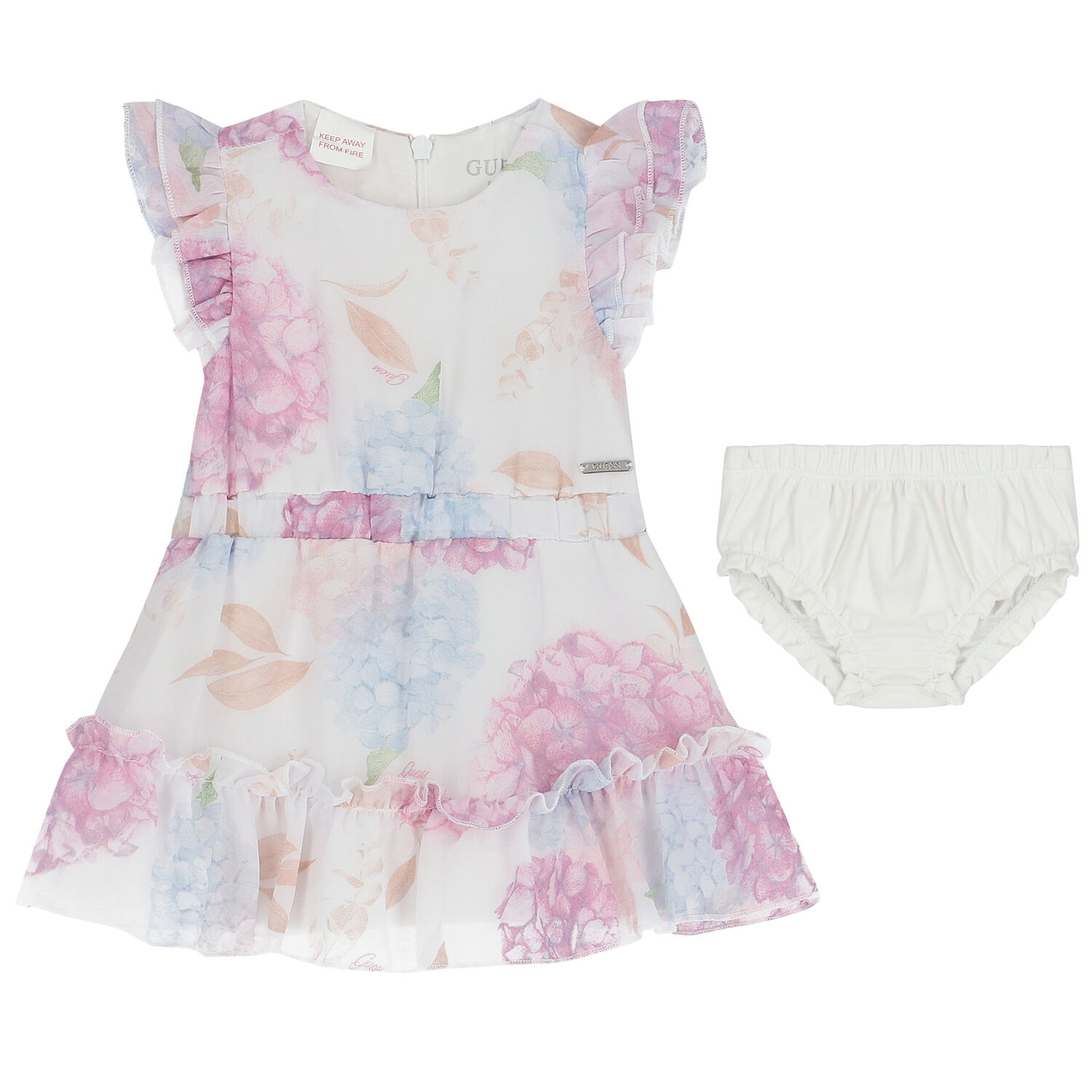 فستان بنات بالزهور باللون الابيض, 1, hi-res