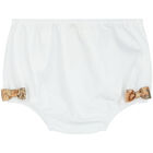 طقم فستان بنات بالشعار باللون الأبيض والعاجي, 1, hi-res