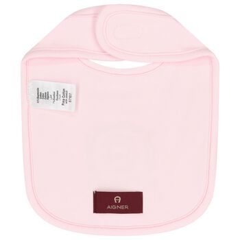 Baby Girls Pink Logo Bib