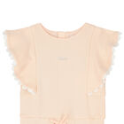 Younger Girls Pink Logo Playsuit, 1, hi-res