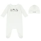 طقم هدية أفرول بالشعار باللون الأبيض, 1, hi-res