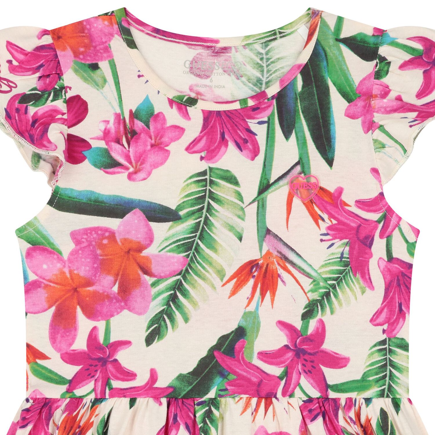 Girls Ivory Floral Dress, 1, hi-res