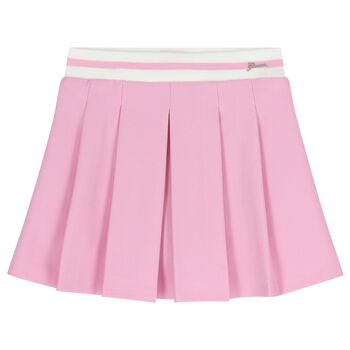 Girls Pink Logo Pleated Skirt