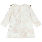 Girls Ivory & Beige Geo Map Dress, 1, hi-res