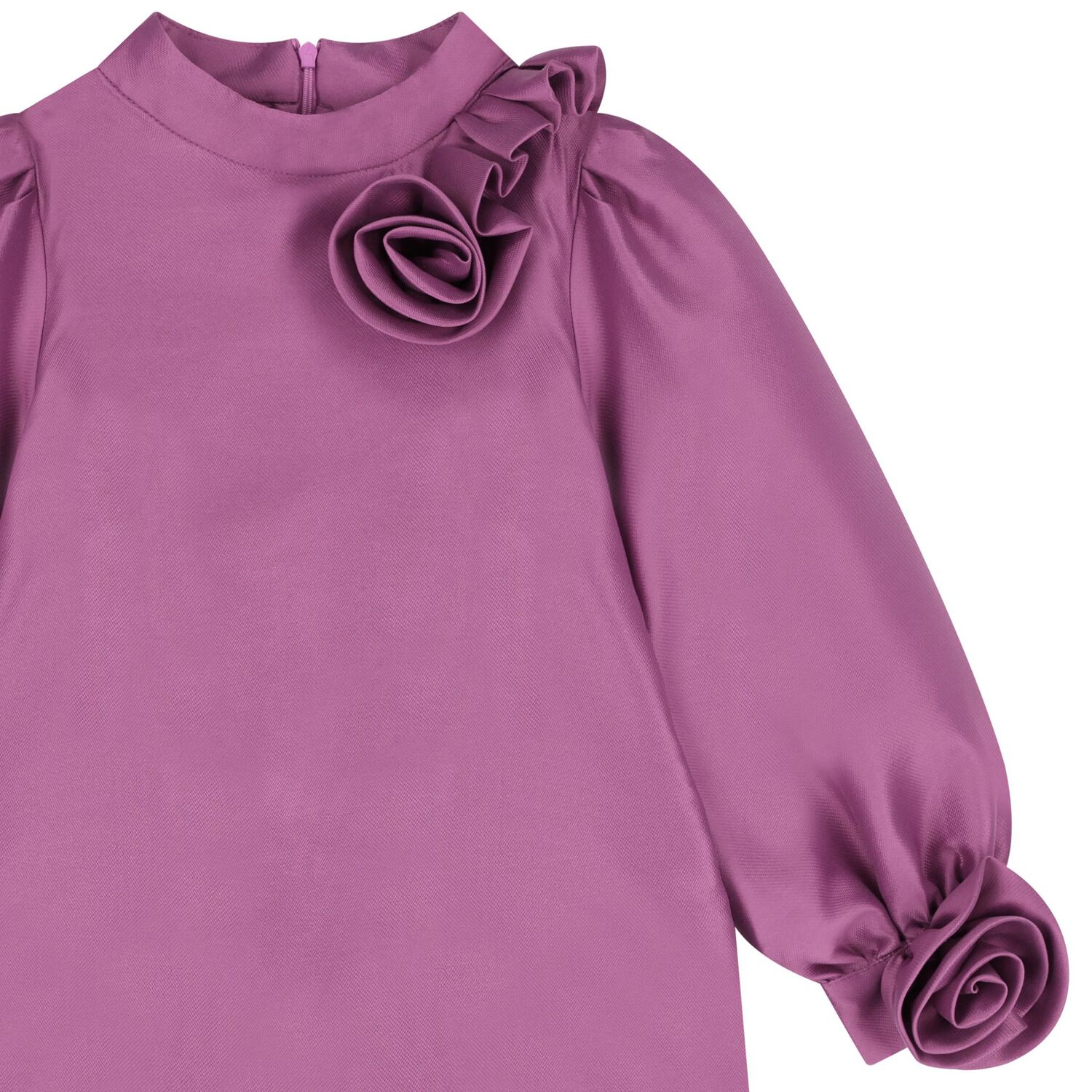 Girls Pink Flowers Satin Dress, 1, hi-res