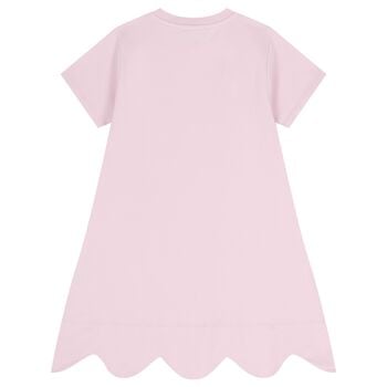 Girls Pink Logo Bow Bag Print Dress