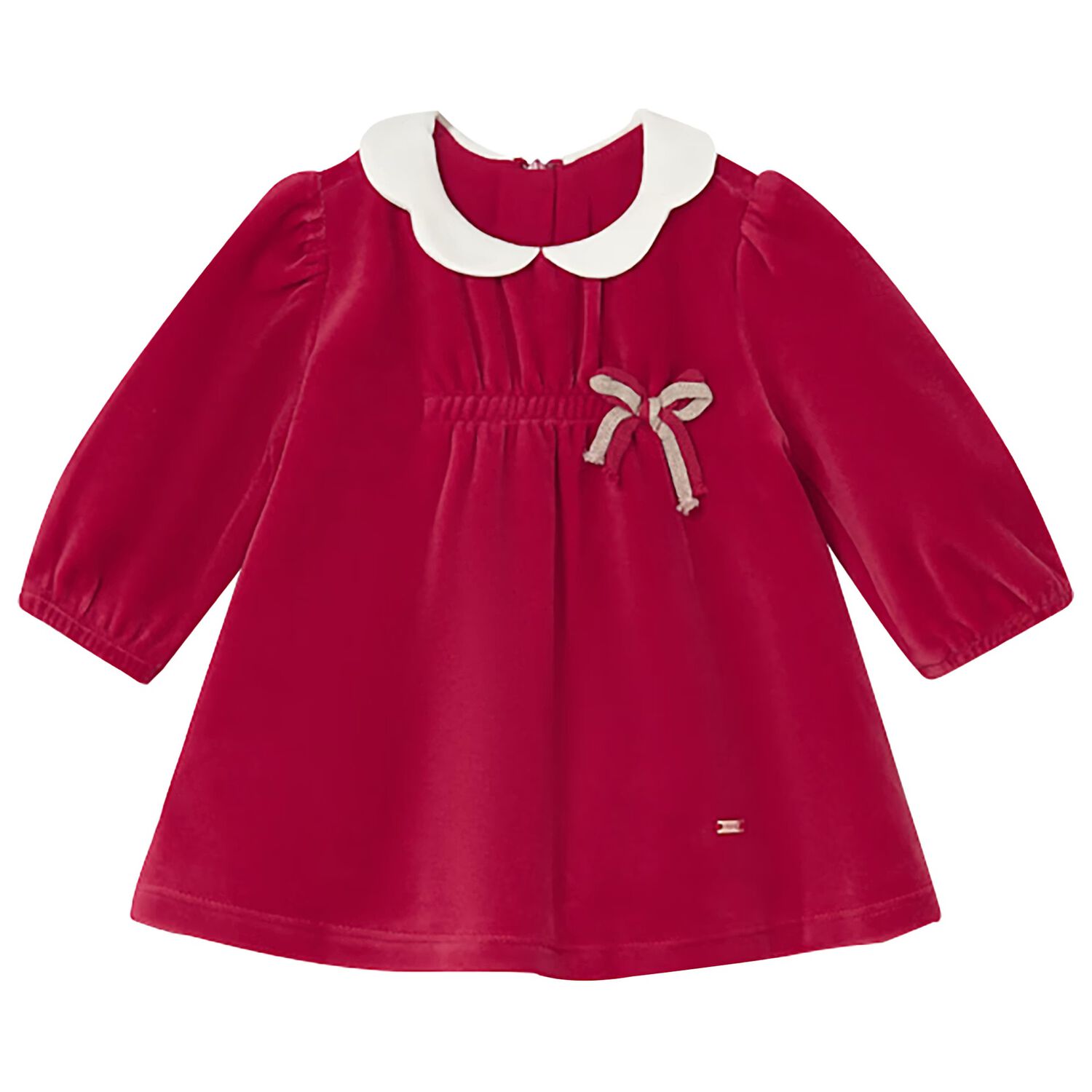 Baby Girls Red Bow Dress, 1, hi-res