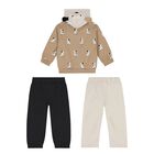 Younger Boys Beige, Ivory & Black Tracksuit ( 3 Piece ), 1, hi-res