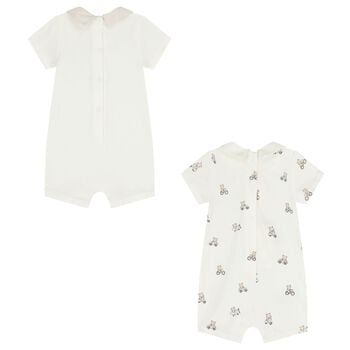 Baby Boys White Rompers ( 2-Pack )