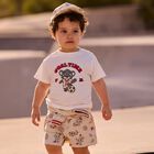 Younger Boys Beige Football Shorts, 1, hi-res