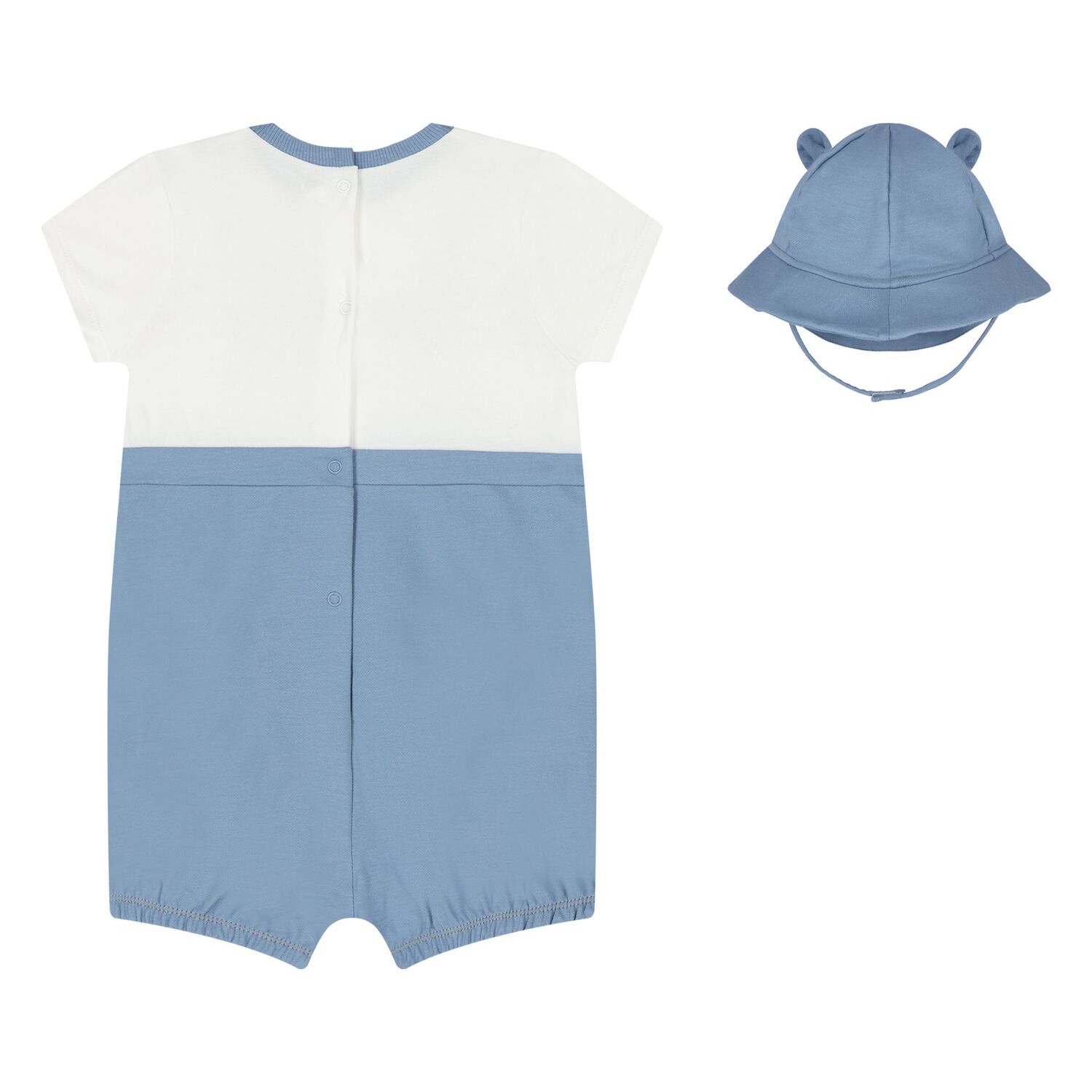 Baby Boys Blue & White Bear Romper & Hat Set, 1, hi-res image number null