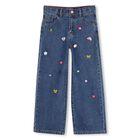 Girls Blue Wide Leg Charm Jeans, 1, hi-res