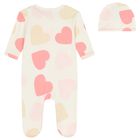 Baby Girls Ivory & Pink Heart Babygrow Gift Set, 1, hi-res