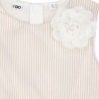 Girls White & Beige Striped Dress, 1, hi-res
