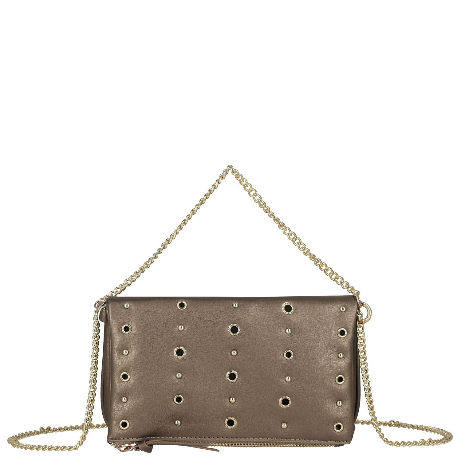 Girls Gold & Beige Studded Bag, 1, hi-res