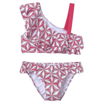Girls Pink Floral Pattern Bikini